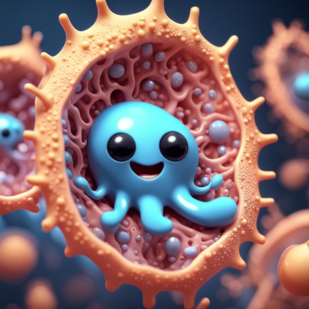 Adorable Smiling Amoeba in Detailed CGI Animation