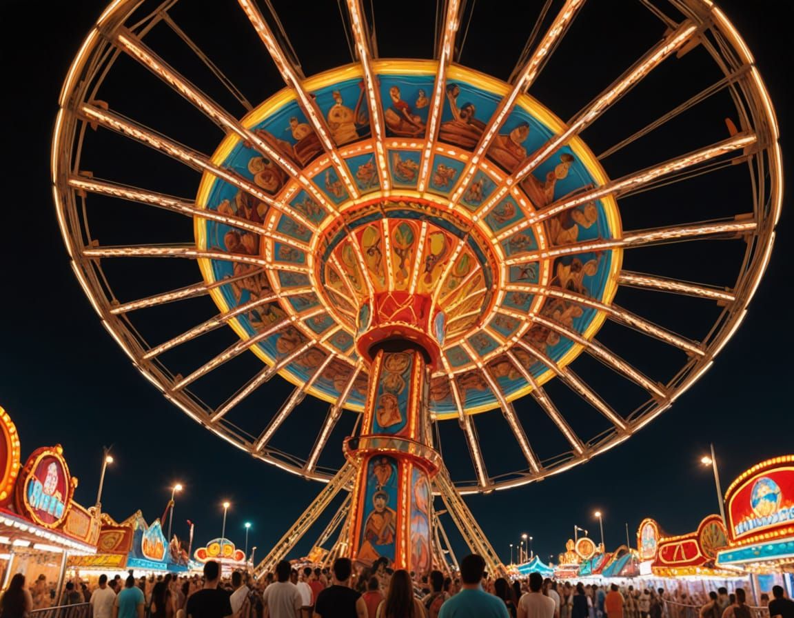 Dizzying Carnival Ride at Night