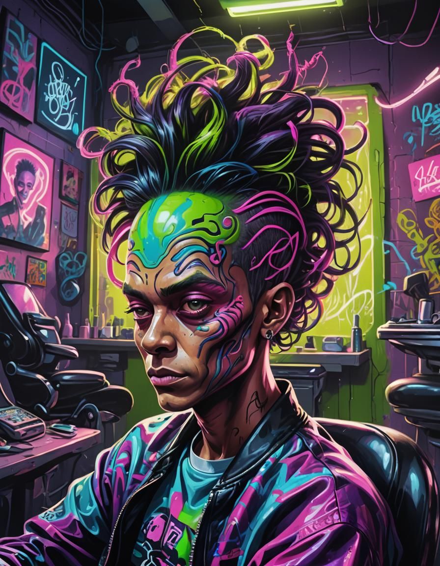 Alien Teen's Graffiti Hair in Unreal Engine 5