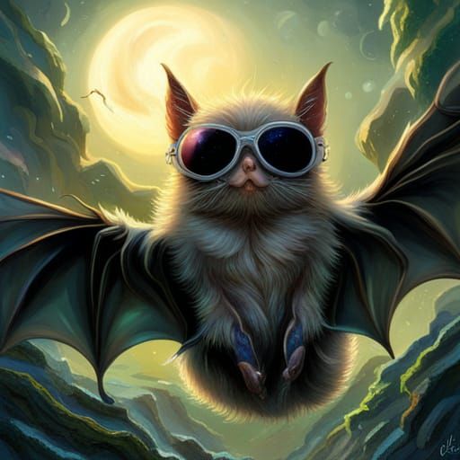 Glamorous Bat with Pearls and Star Sunglasses