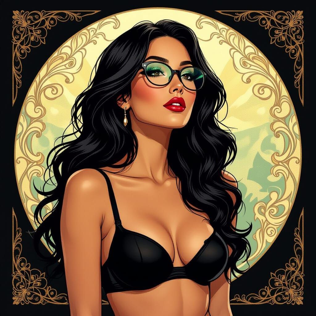 Passionate Teacher With Wavy Black Hair And Glasses