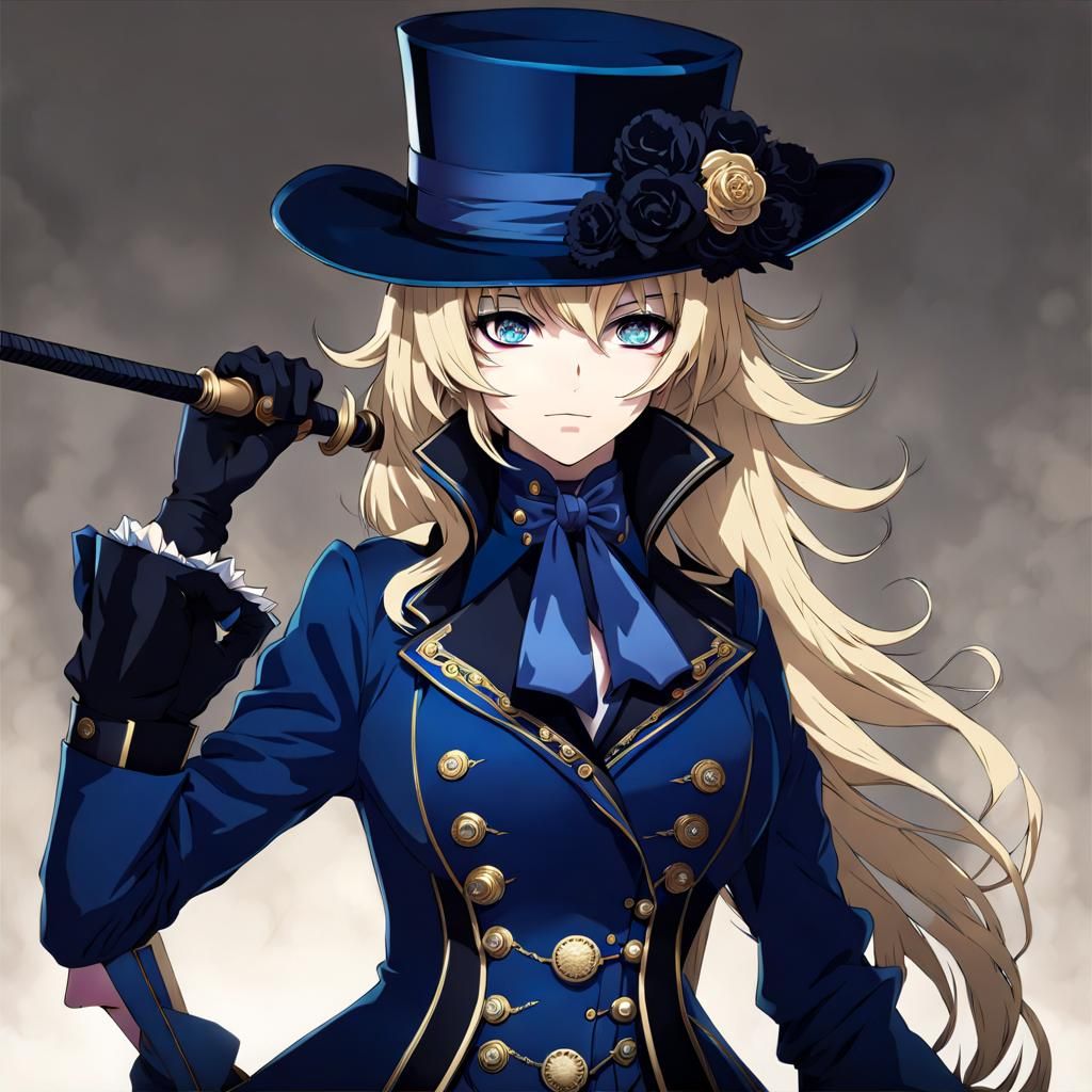 Anime Girl in Victorian Dress with Masquerade Mask