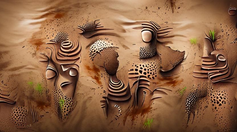 Abstract African Mud Art in Earth Tones