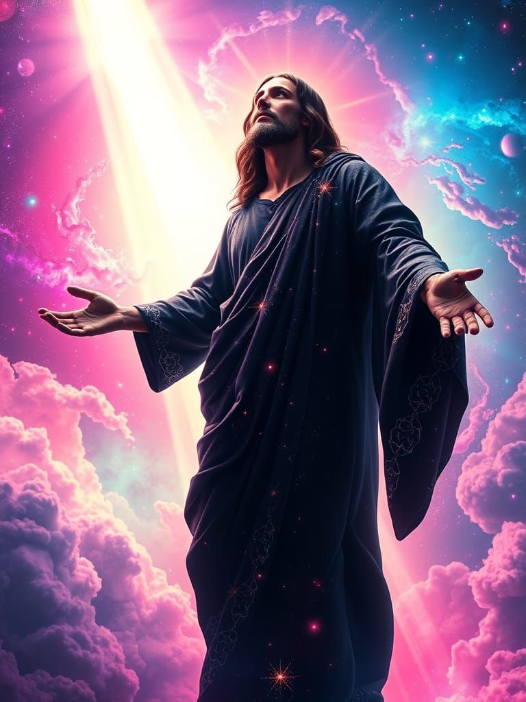 Jesus Ascends to Heaven in Cosmic Robes