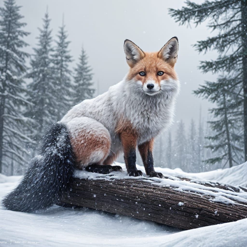 Intimate Hyperrealistic Portrait of a Fox in Winter