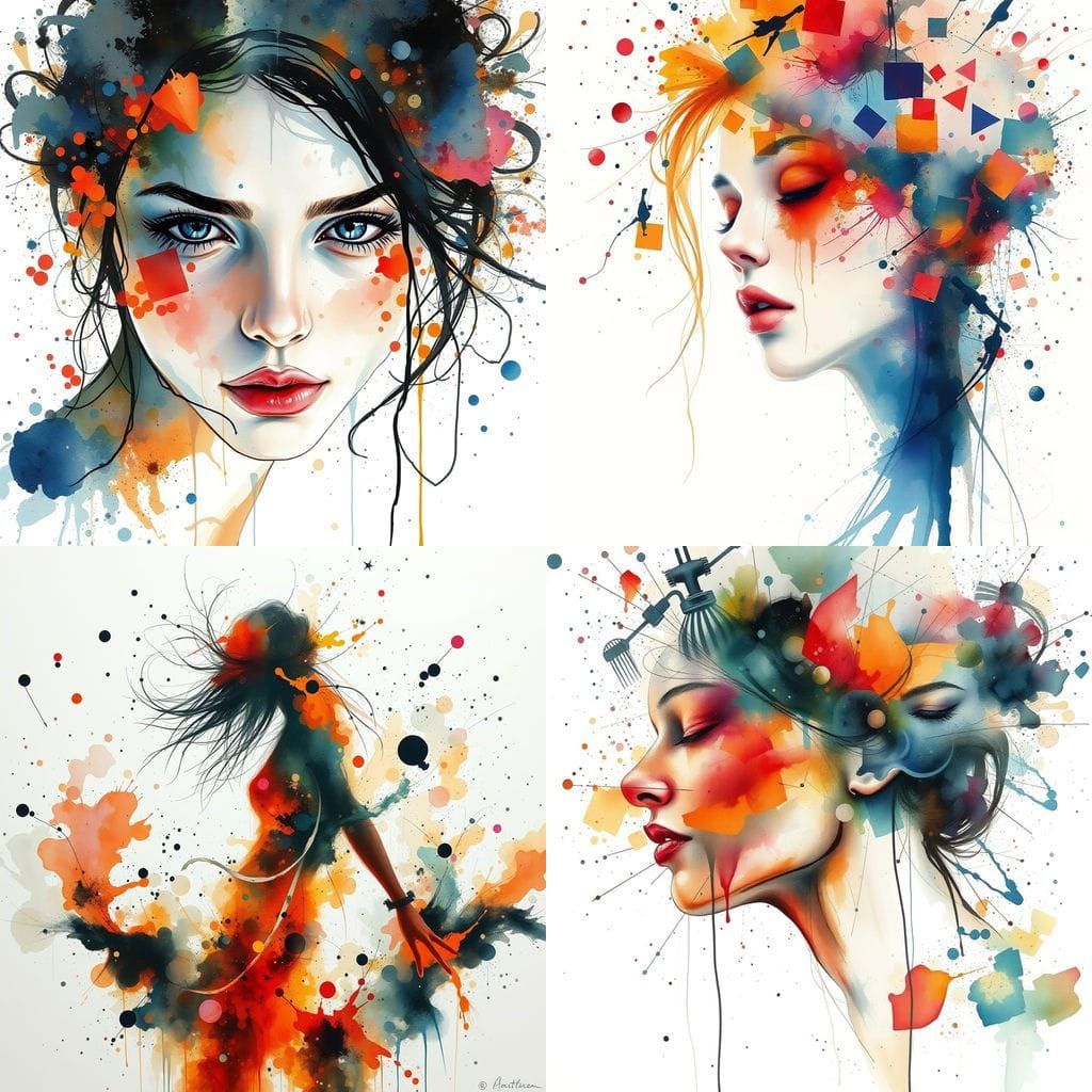 Mesmerizing Watercolor Fusion: Chaos and Beauty