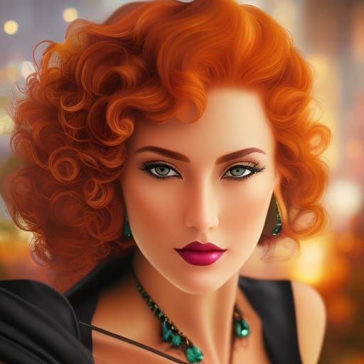 Stunning Red-Haired Girl Portrait in Digital Art