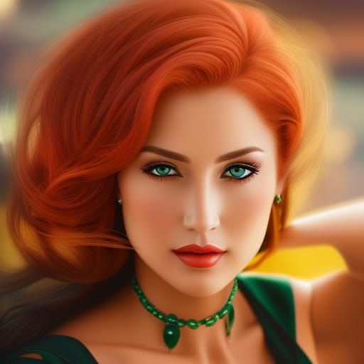 Stunning Red-Haired Girl Portrait in Digital Painting Style