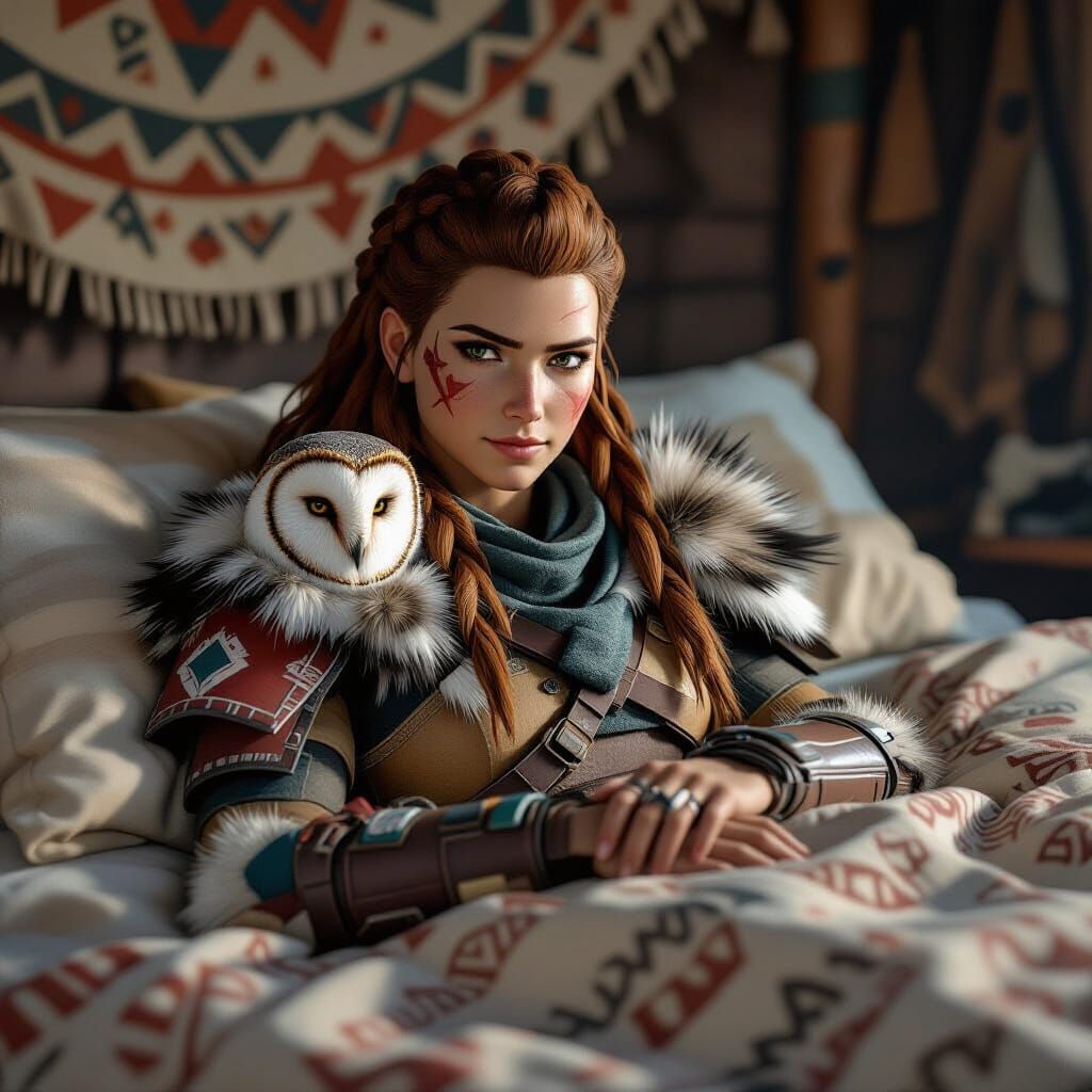 Aloy in Bed: 3D Anime Art Inspired by WLOP