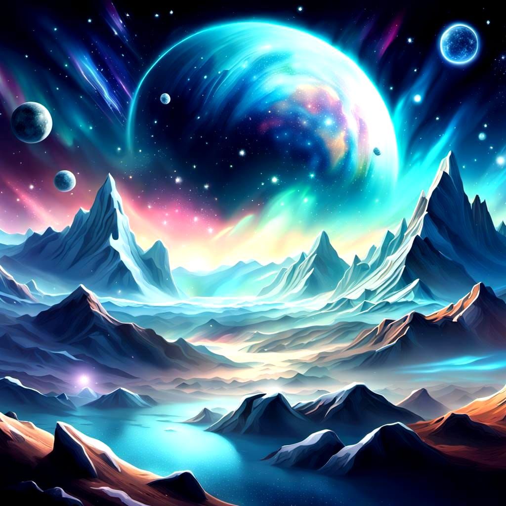 Ethereal Winter Landscape in Space