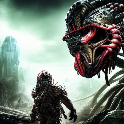 Intricate Predator Concept Art in Dystopian Style