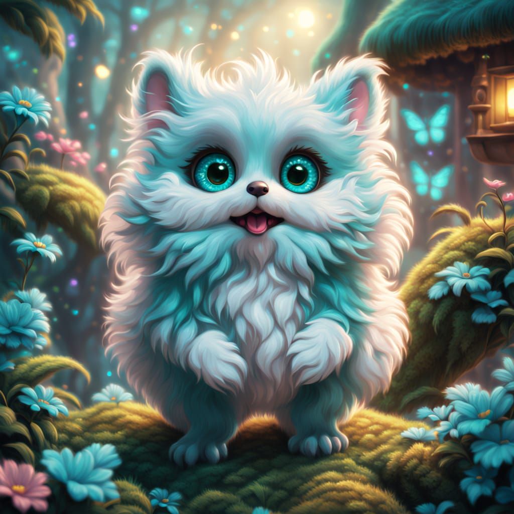 Fluffy Animal in Fantasy Setting: Kawaii Art