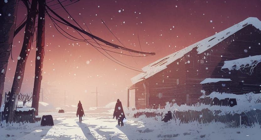 Post-Apocalyptic Farm in Silent Snowfall