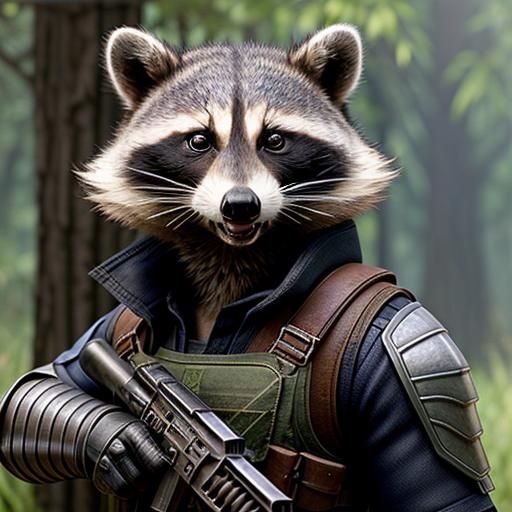 Anthropomorphic Raccoon Bounty Hunter: Weapons Master
