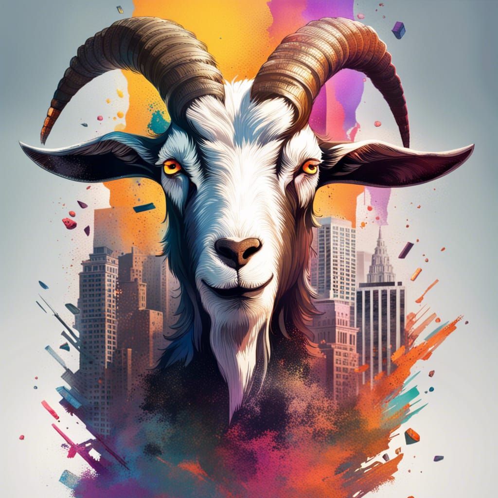 Hyperrealistic Goat Beast Destroys City