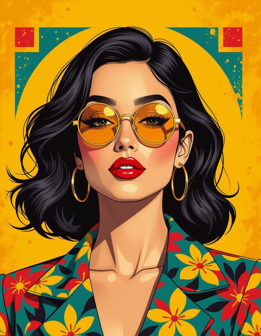 Pop Art Portrait with Bauhaus Geometric Elements