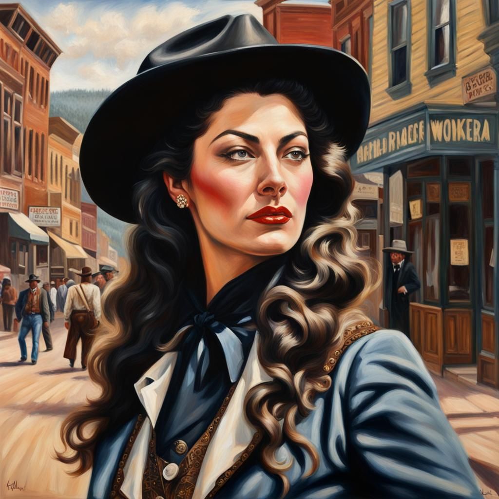 Ava Gardner as Wild Bill Hickock, Photorealistic Oil Paintin...