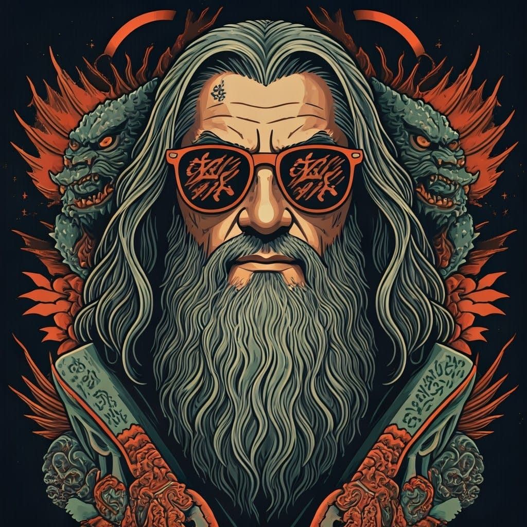 Gandalf with Tattoos in Ukiyo-e Tattoo Art
