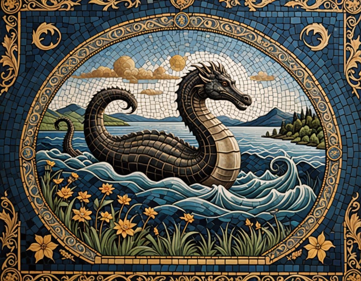 Medieval Mosaic Depicting Loch Ness Monster