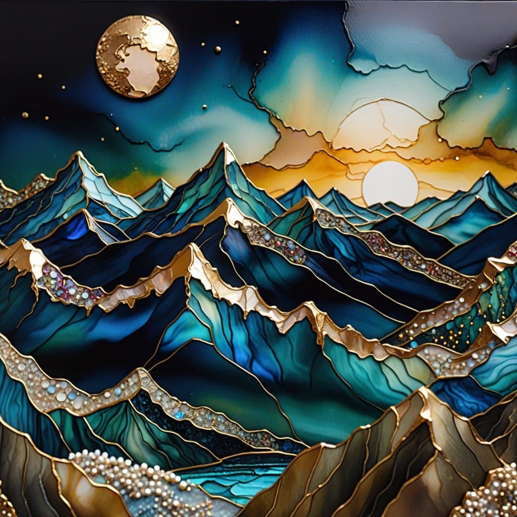 Moonlit Mountain Ridge in Iridescent 3D