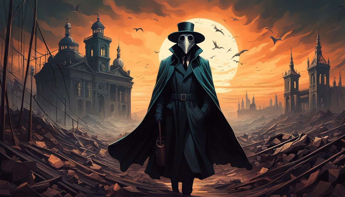 Victorian Plague Doctor in Surreal Wasteland Art