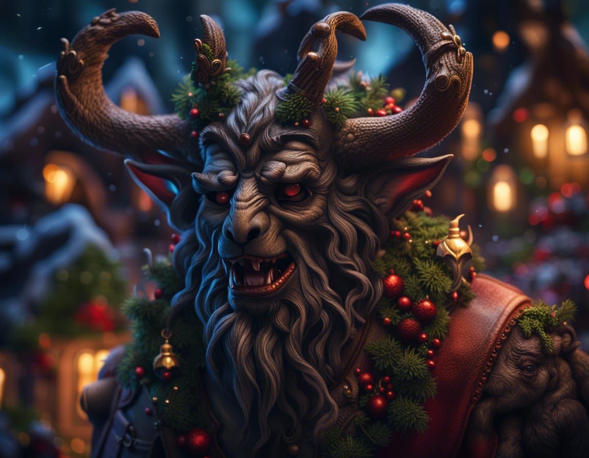 Merry Krampusnacht in a Detailed Forest Scene