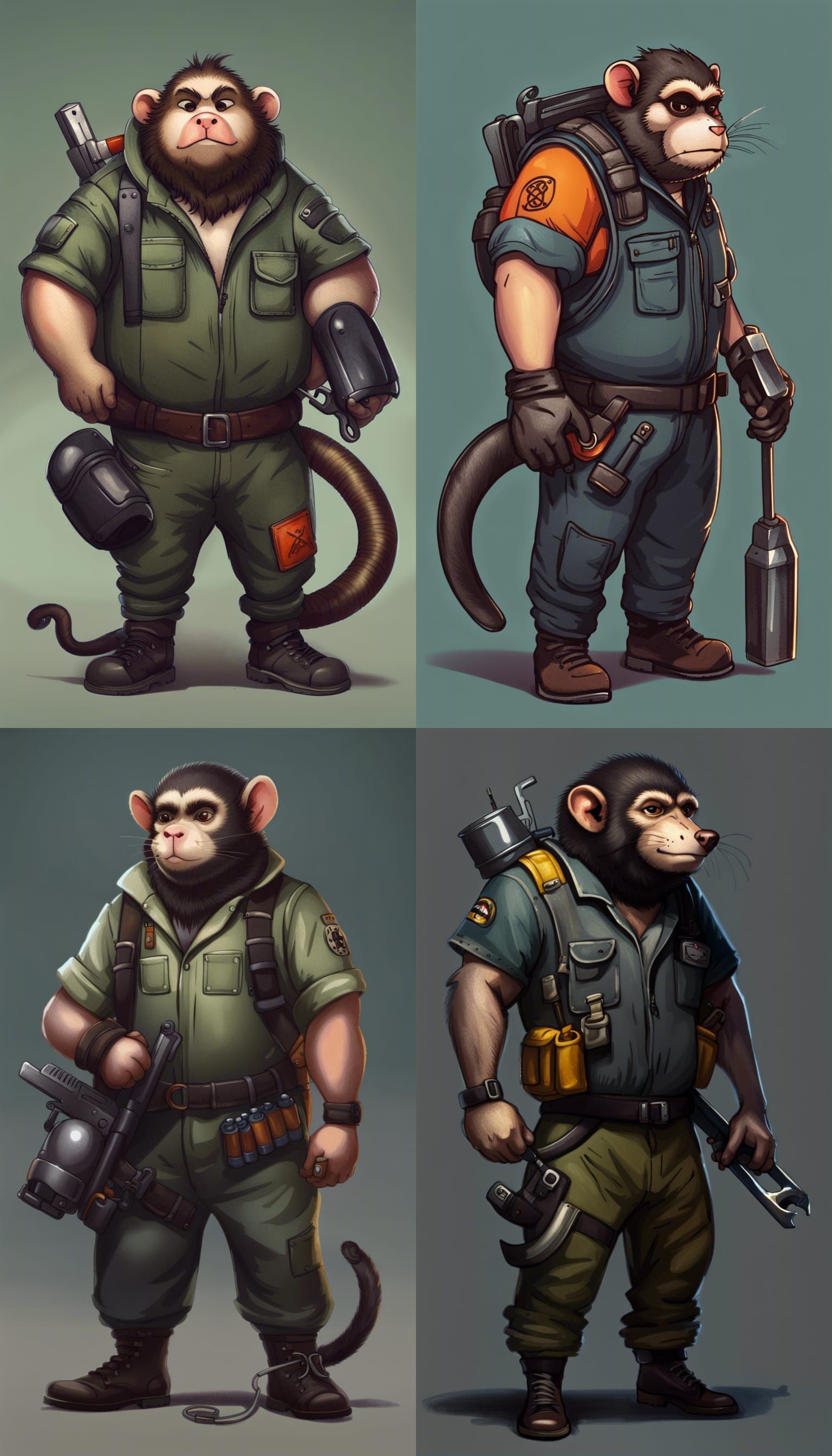 Cyberpunk Mechanic with Rat-Tail and Wrench