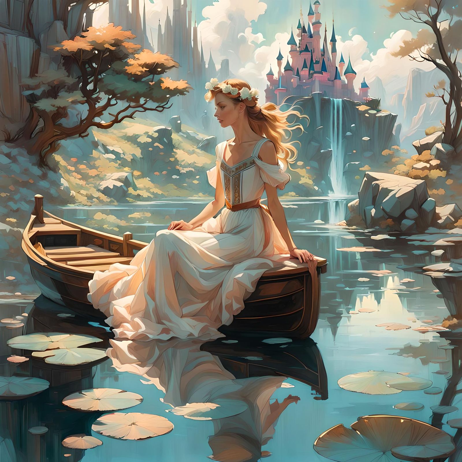 Enchanted Fantasy Landscape with Floating Islands