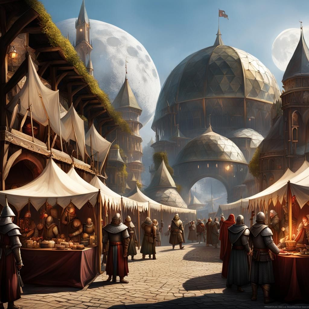 Medieval Fair Recruiting Adventurers in Digital Painting Sty...