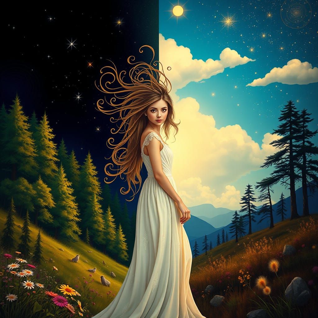 Dreamlike Threshold in Whimsical, Symbolic Style