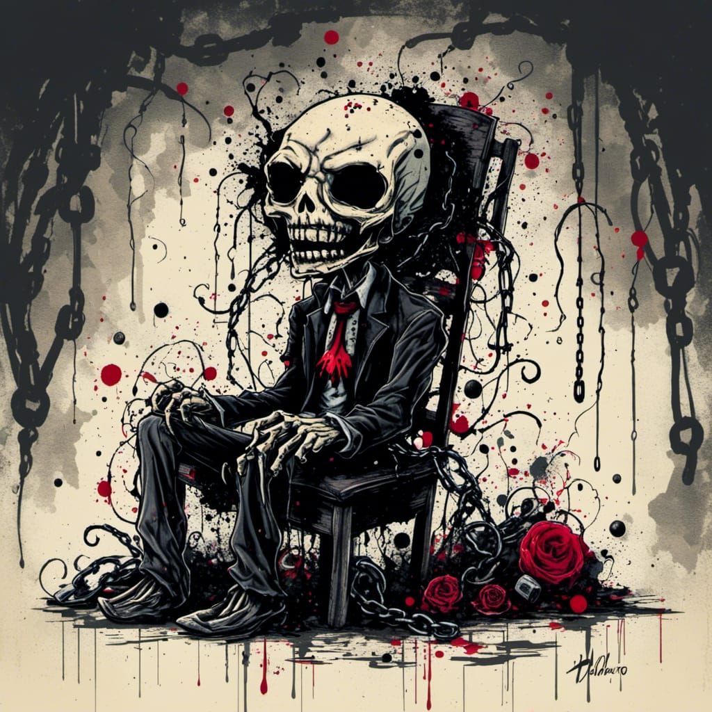 Sinister Voodoo Doll Bound by Chains in Twisted Ink