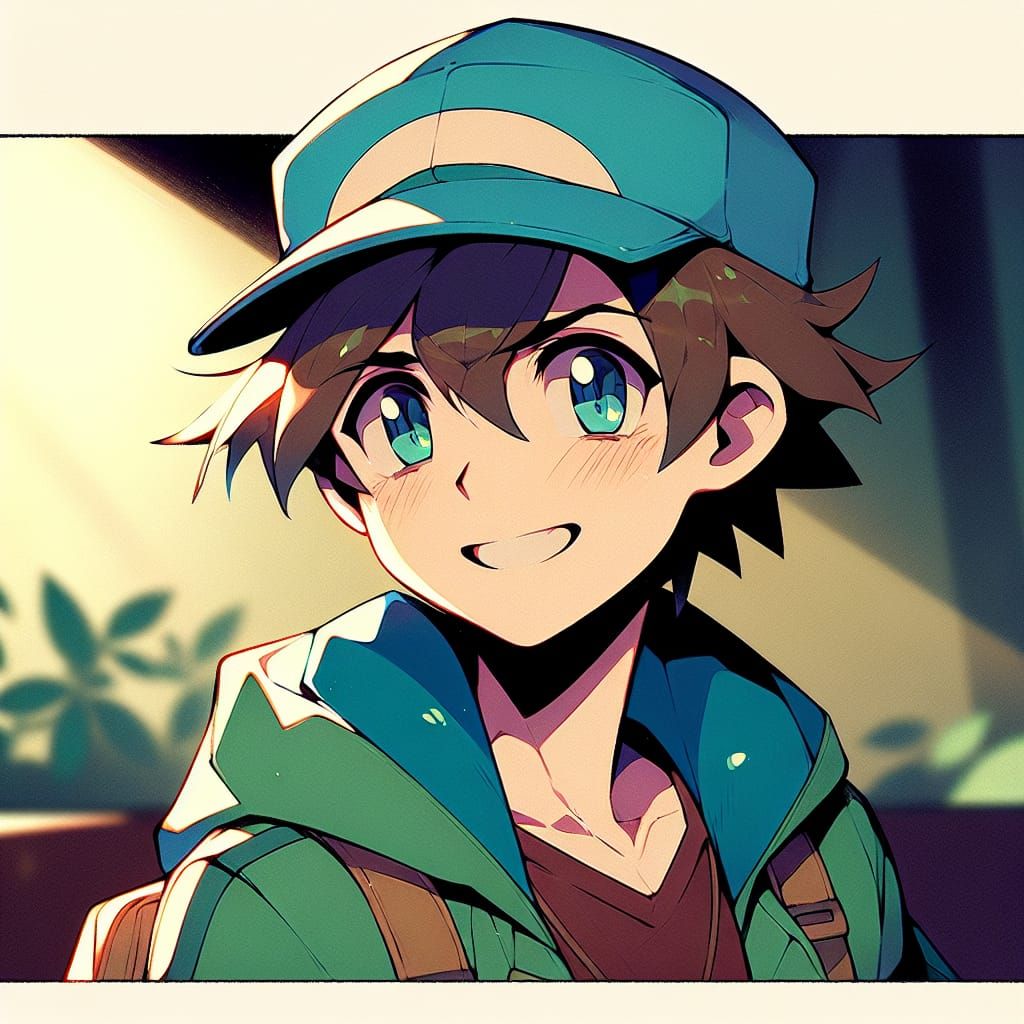 Anime Trainer Character with Cel-Shading and Deep Colors