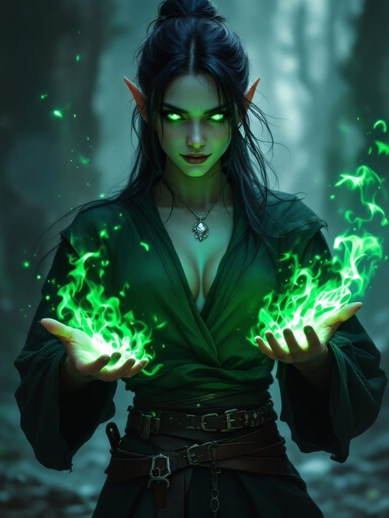 Enchantress of the Dark Forest, Radiant with Mysterious Powe...