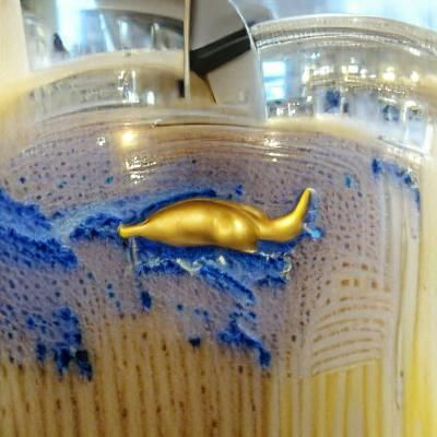 Blue Whale in Golden Milkshake Fantasy