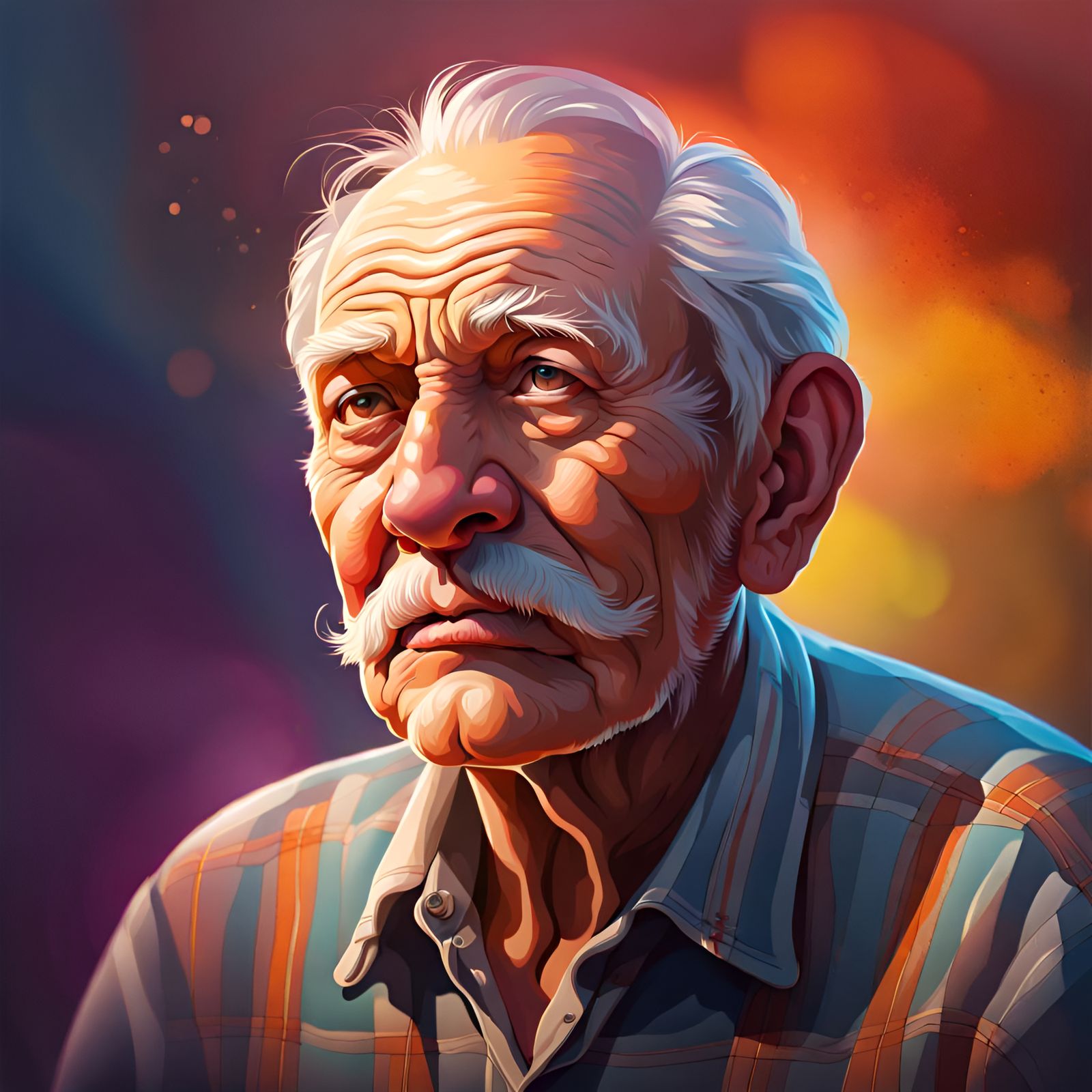 Detailed Portrait of a Good-Natured Grandfather