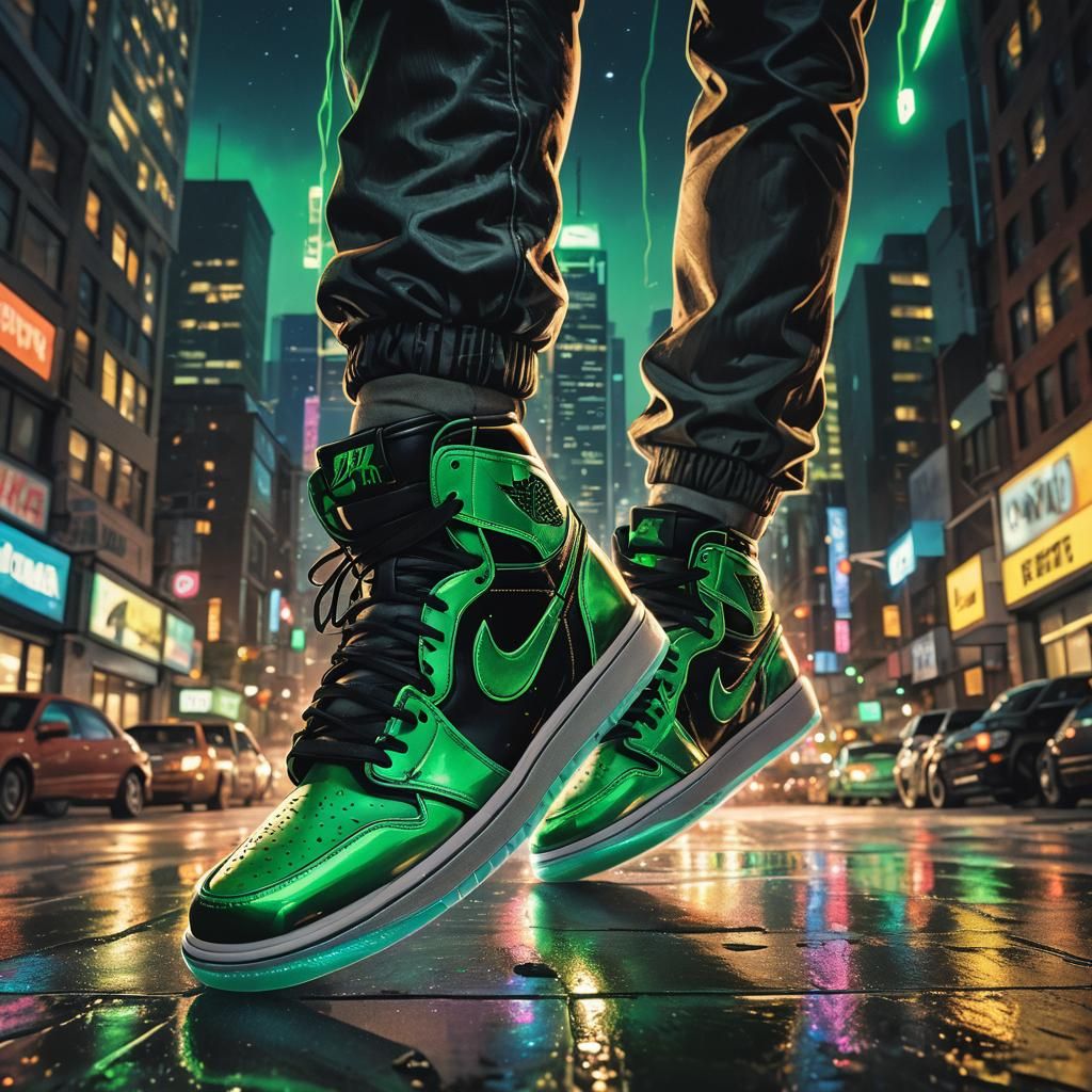 Air Jordan 1 Drifting in Neon Cityscape