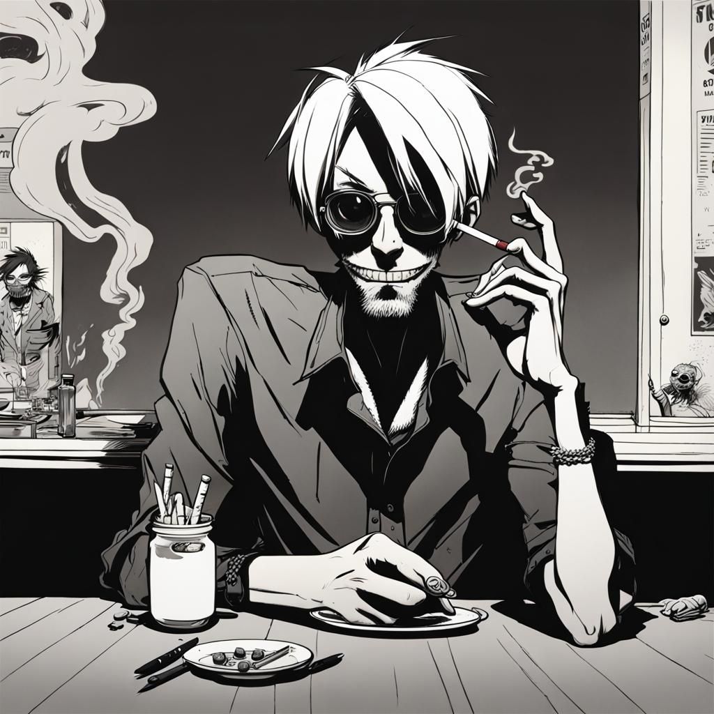 Man Smoking: Digital Art in Lowbrow Style