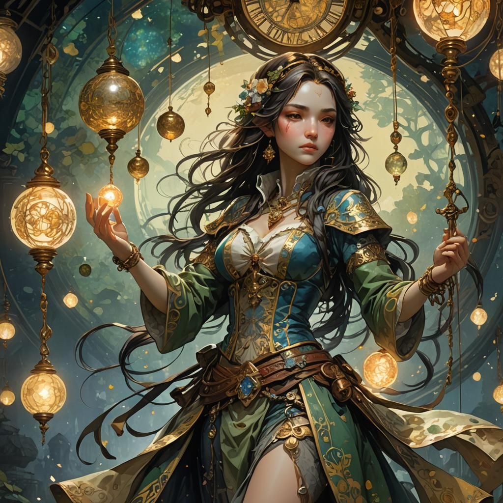 Medium with Pendulum at Dawn: Watercolor Concept Art