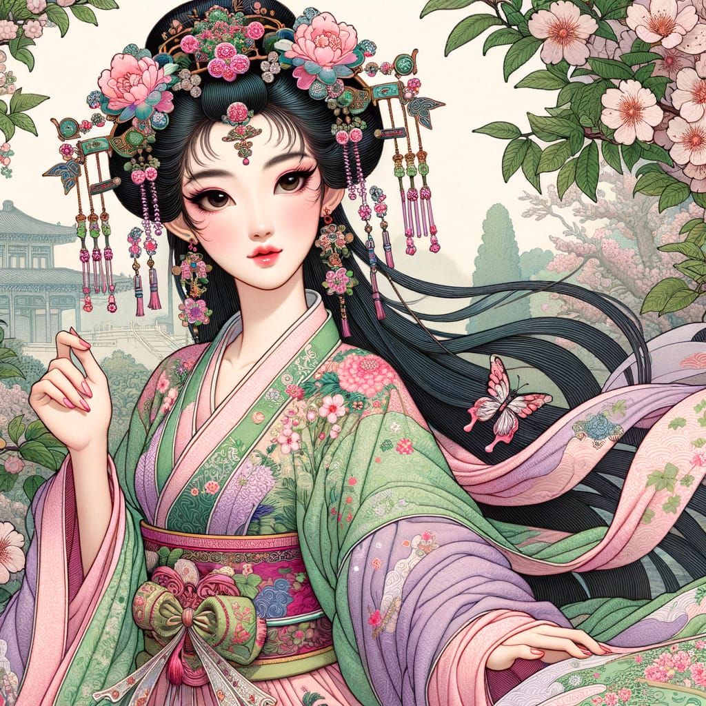 South Asian Woman in Garden, Early 20th-Century Animation St...