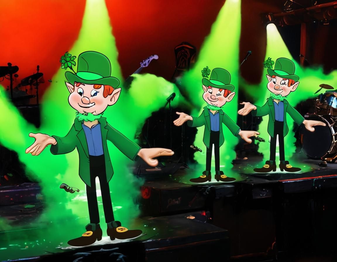 Leprechaun Rock Star Cartoon in Pop Art Style