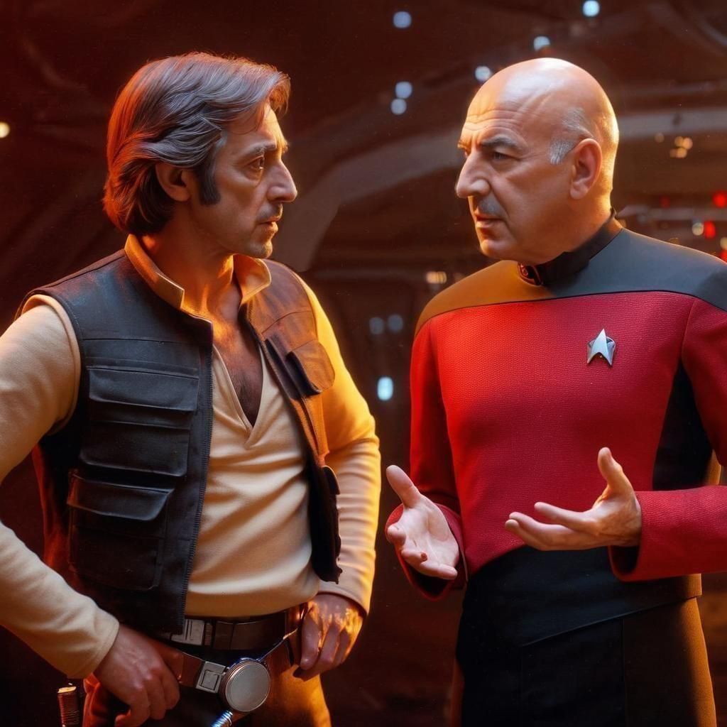 Young Al Pacino as Han Solo with Telly Savalas as Jean-Luc P...