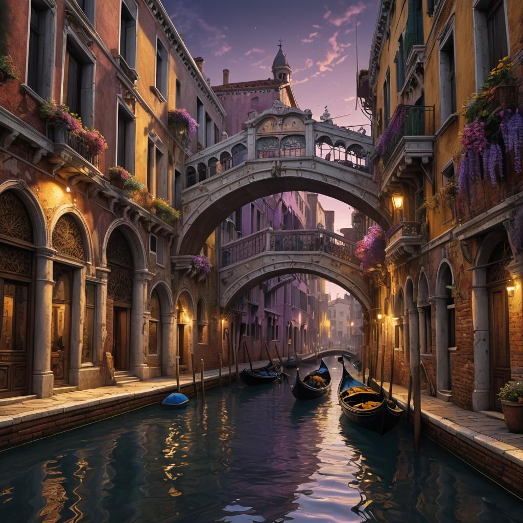Venice Canal in Dark Fantasy Style