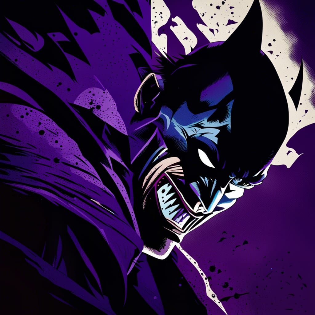 Batman with "Kapow" sign over his head while punching the Jo...