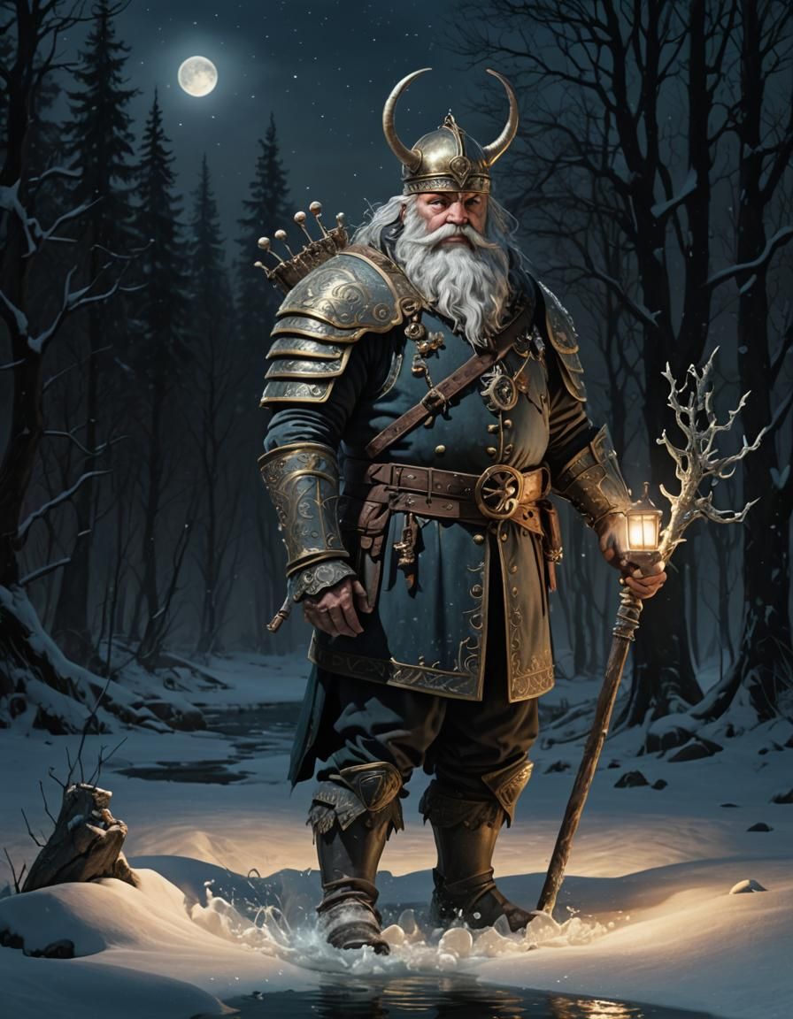 Glowing Ice Man Dances Serenely Across Frozen Lake in Matte...