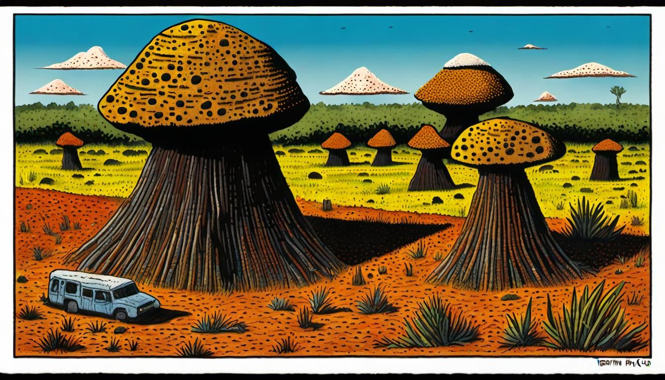 Surreal Anteater Ride in South America, Art Brut Style