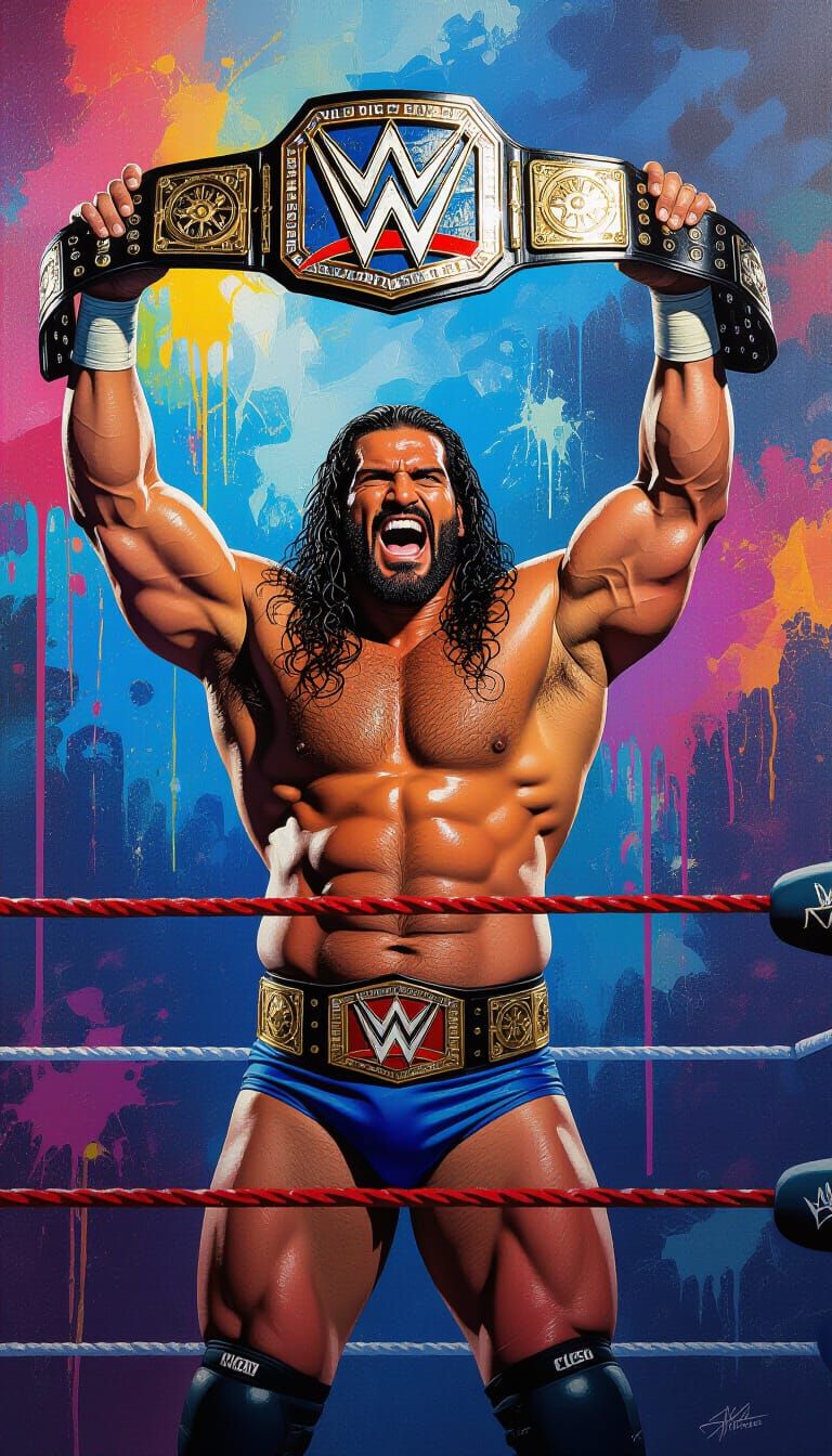 Great Khali Victory in Polychromatic Graffiti Art