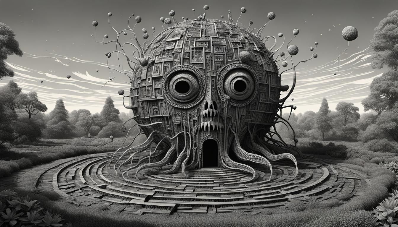 Whimsical Villagecore Sculpture with Vaporous Effect