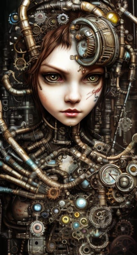 Steampunk Cybernetic Cat in Detailed Digital Art