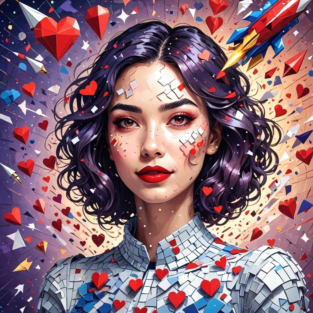 Pixel Art Girl with Rocket Smile, Suspense Thriller