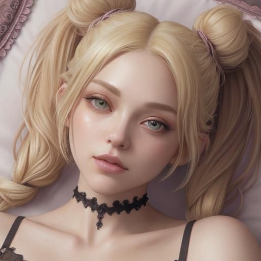 Fantasy Portrait of Girl with Blonde Pigtails